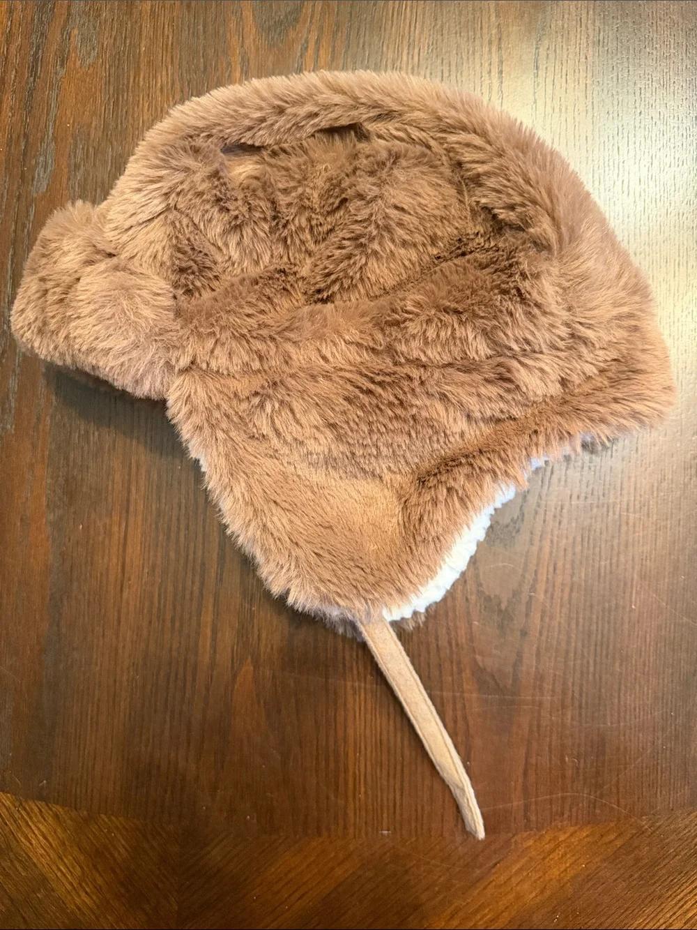 Amazon Kids Faux Fur Trapper Hat in Brown with Cream Lining